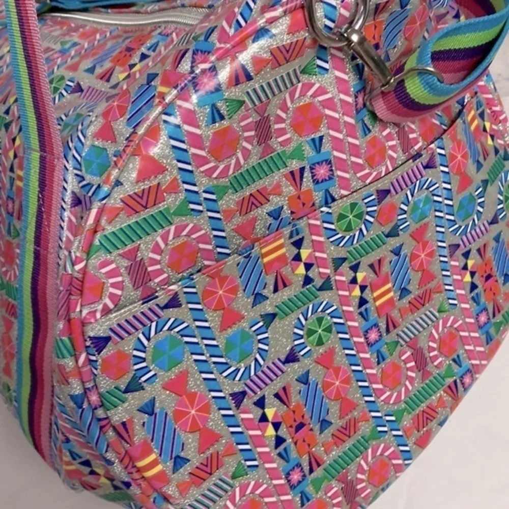 Bari Lynn silver candy print duffel bag